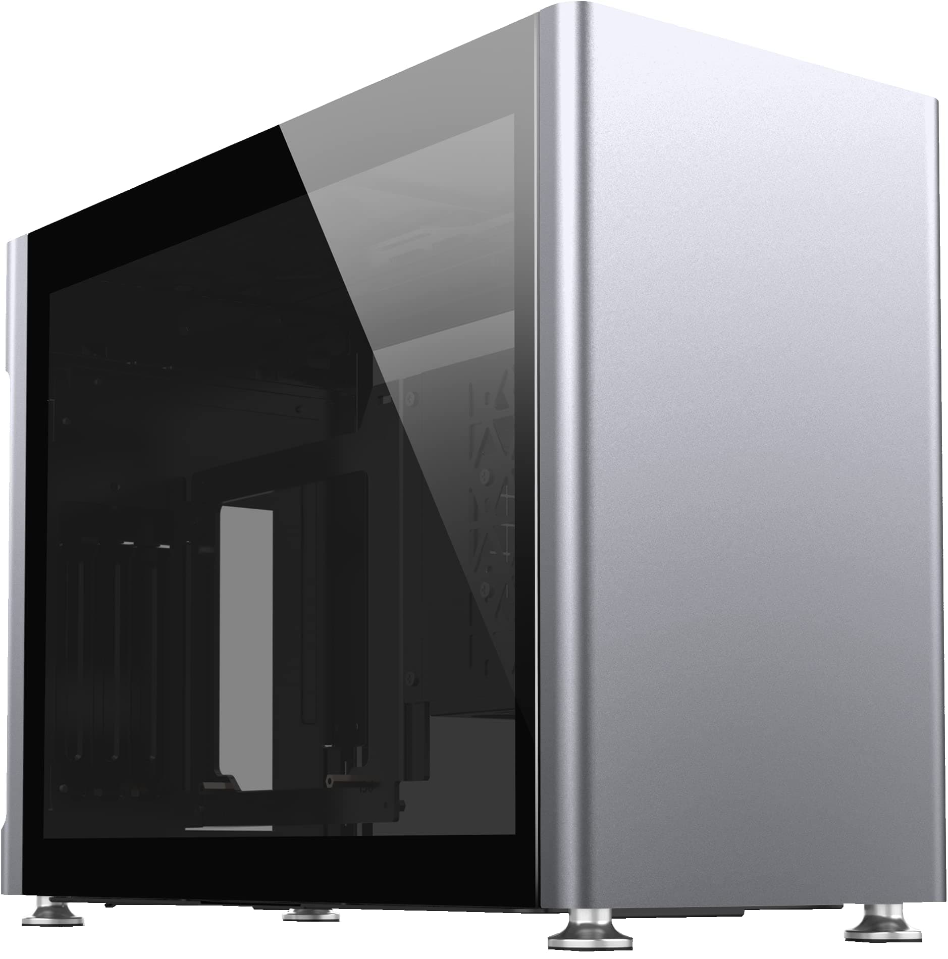 Jonsplus i100 Pro Mini-ITX Gaming Case, Sandblasted Silver Magnesium/Aluminum Alloy, Tempered Glass Side Panels - Supports Custom Liquid Cooling, 360mm AIO, 166mm Air Cooler, 3-Slot GPU