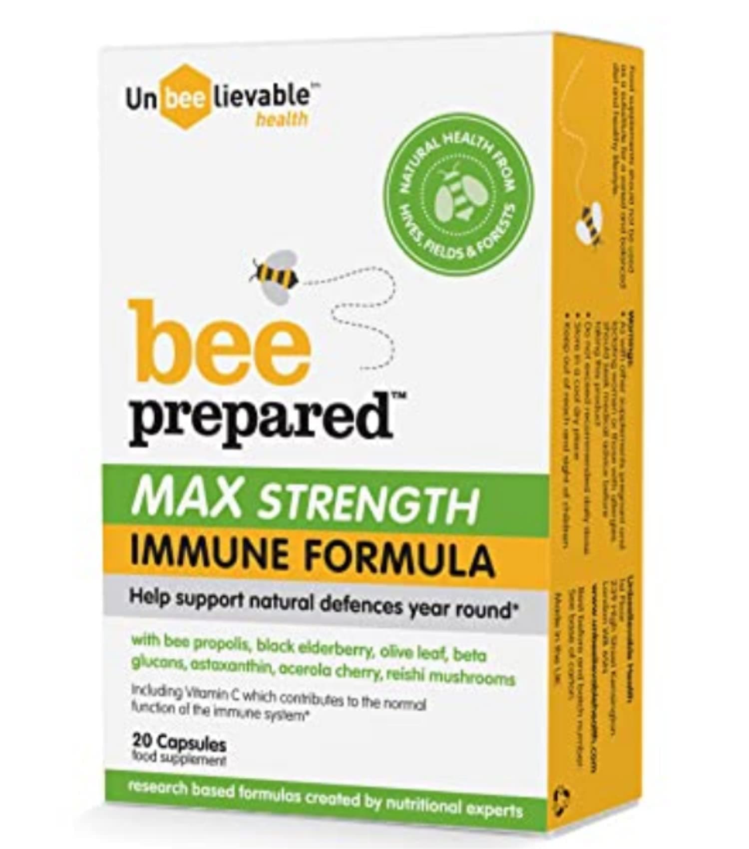 Unbeelievable Health Bee Prepared Max Strength Immune System Formula - Created by Nutritional Experts - Contains Bee Propolis, Elderberry and More – Immunity Support Supplement