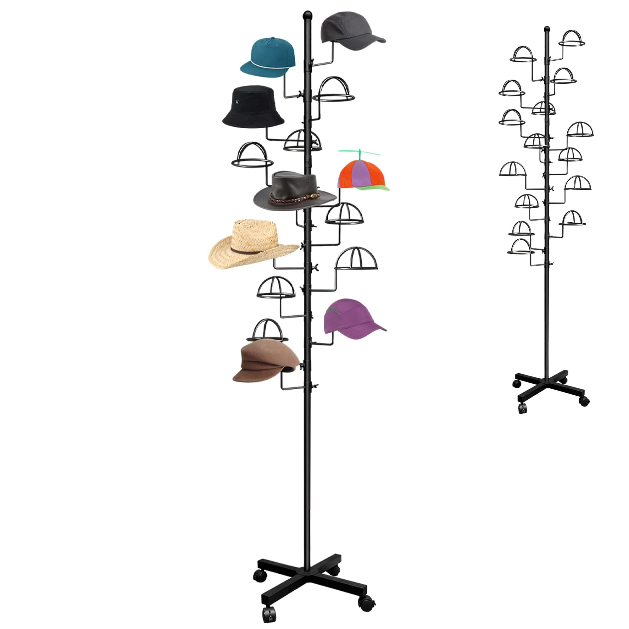 Montex Hat Rack Stand 15 Hooks, Hat Display Stand Metal, Hat Display for Stores, 15 Customisable Circular Hooks