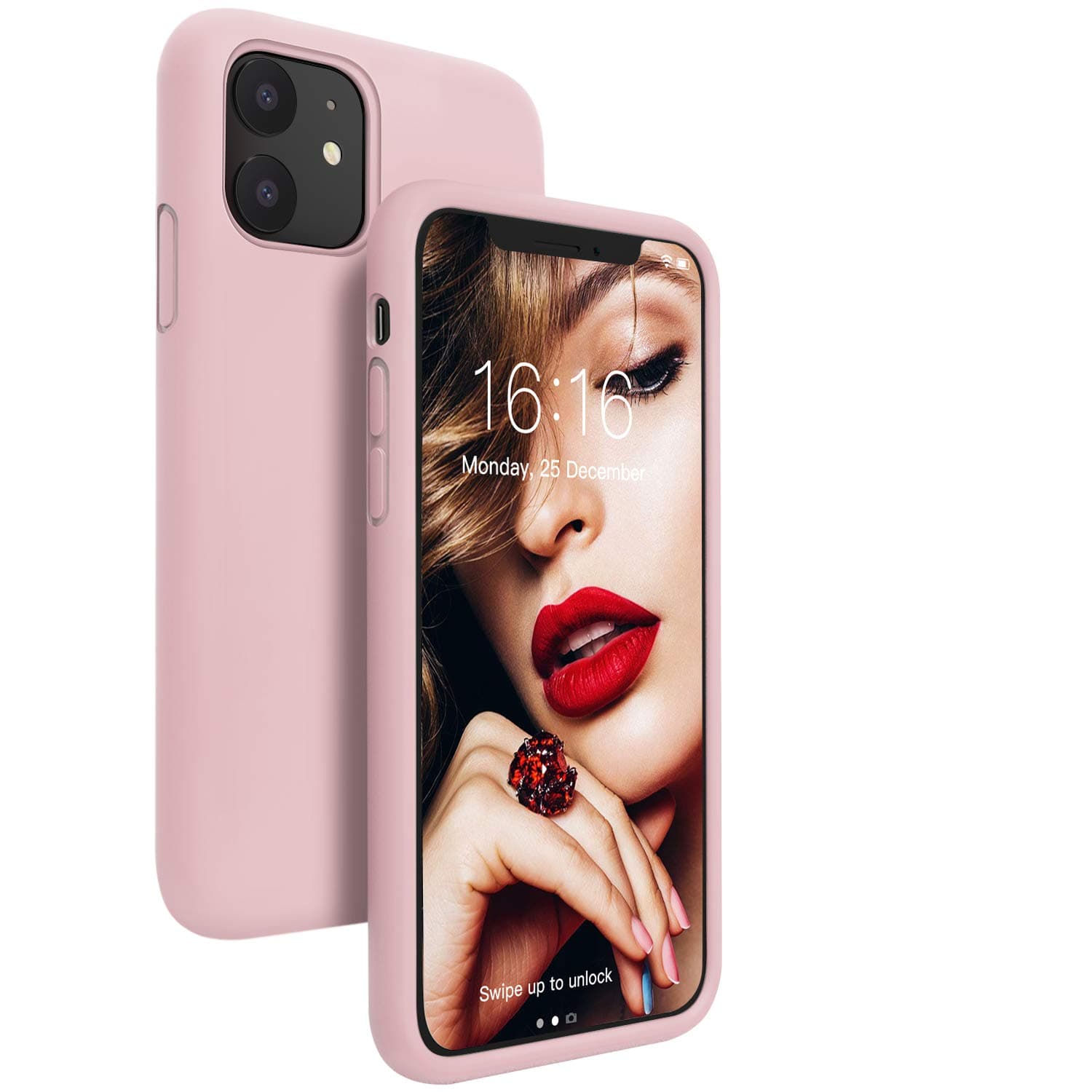 JASBON Compatible with iPhone 11 Case,Silicone Shockproof Phone Case Gel Rubber Drop Protection 6.1 inch Cover for iPhone 11 2019-Sand Pink
