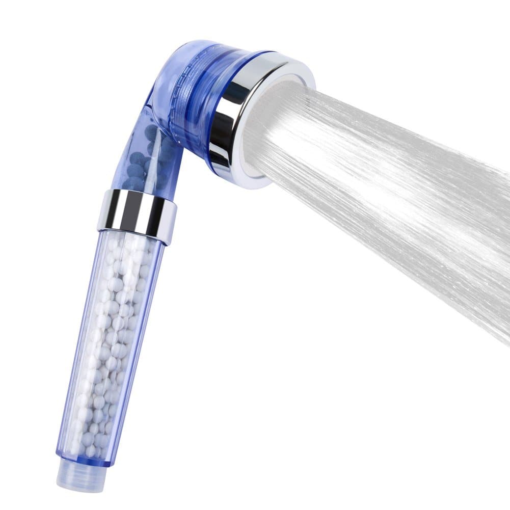Upgraded 3 Mode Ionic Shower Head, LYSLEDa Handheld Water Saving Filtration Shower Head- Removing Chlorine, Heavy Metals and Softening Shower Water(Blue).