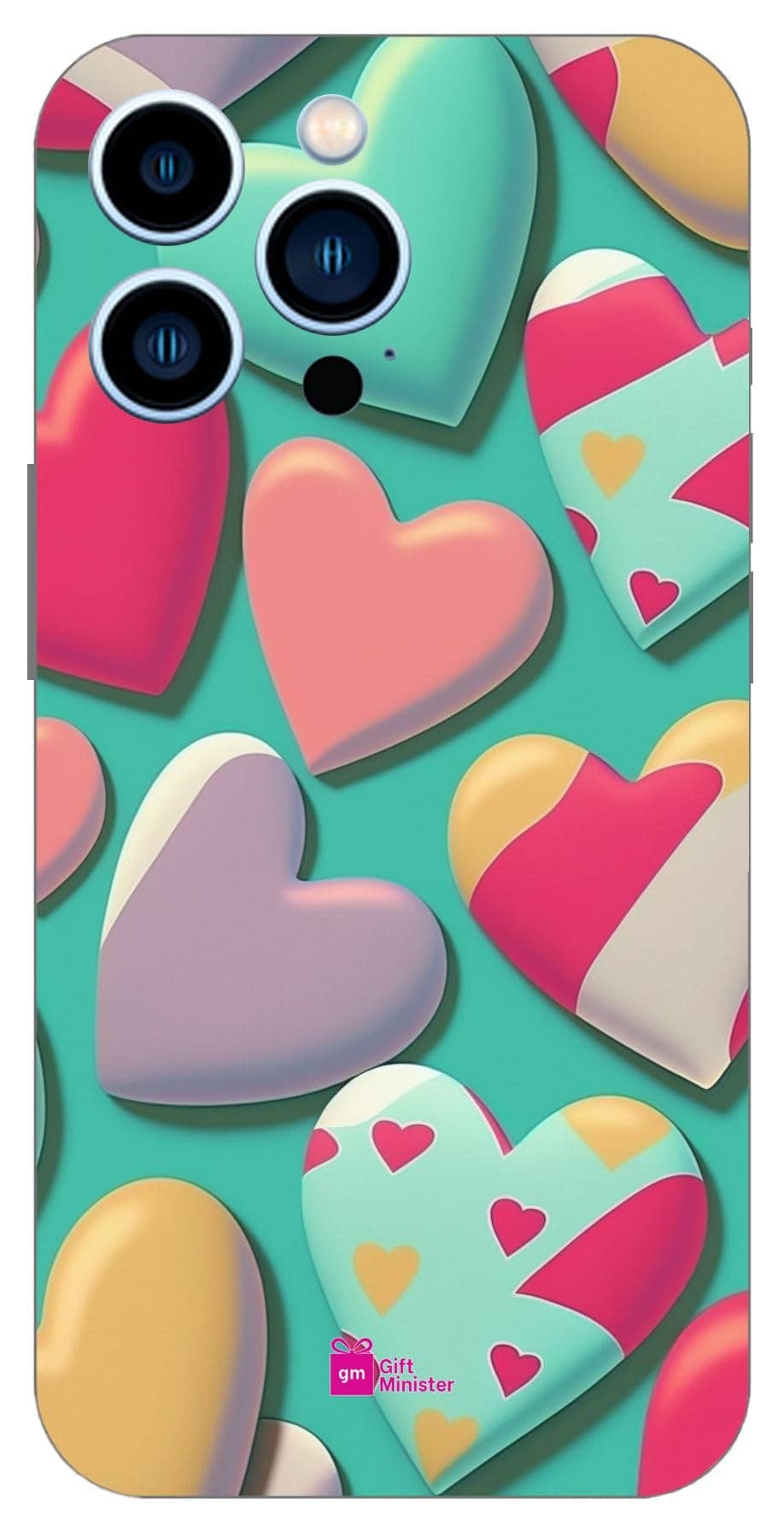 Gift MinisterHard Designer Mobile Case for Apple iPhone 13 Pro Back Cover Sea Green - Hip Modern Candy Heart Pattern Bright Summer Cool Pop Digital Art Dustproof Lightweight Anti-Slip 1Pcs 1701L