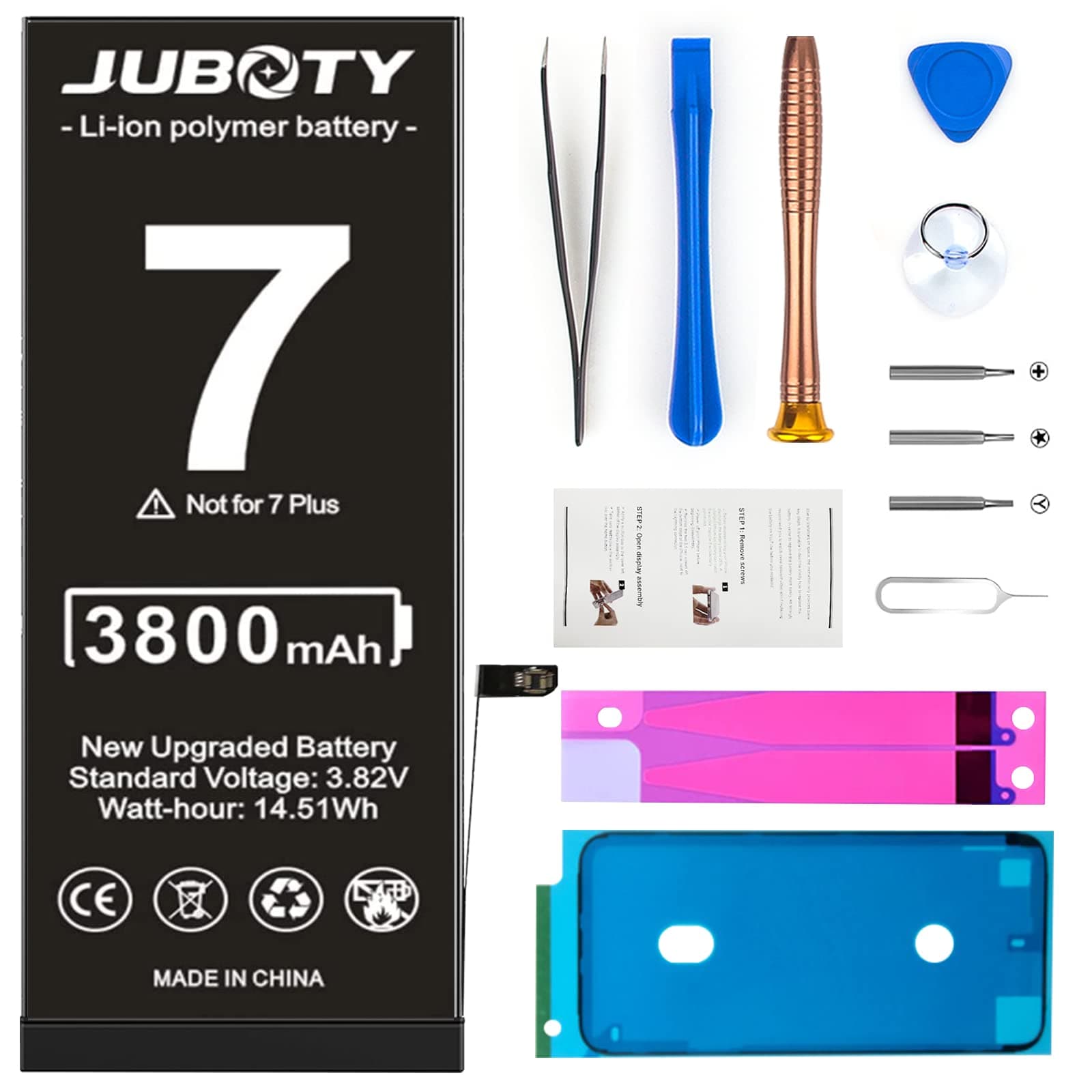 [3800mAh] Battery for iPhone 7, Li-Polymer New Upgraded 0 Cycles High Capacity Battery Replacement for iPhone 7 Model A1660 A1778 A1779 with Professional Repair Tool Kit (NOT fit 7Plus)