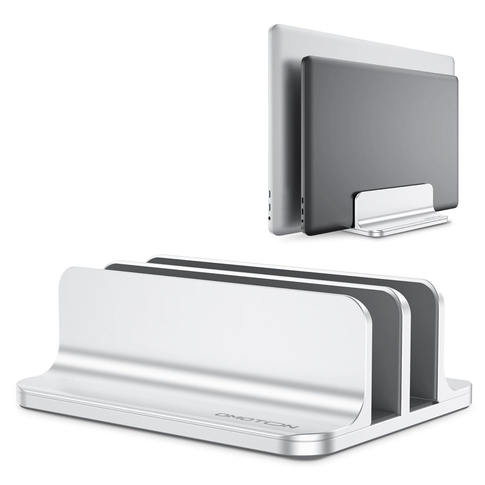 Omoton Updated Dock Version Vertical Laptop Stand (Up to 17.3in, Silver)
