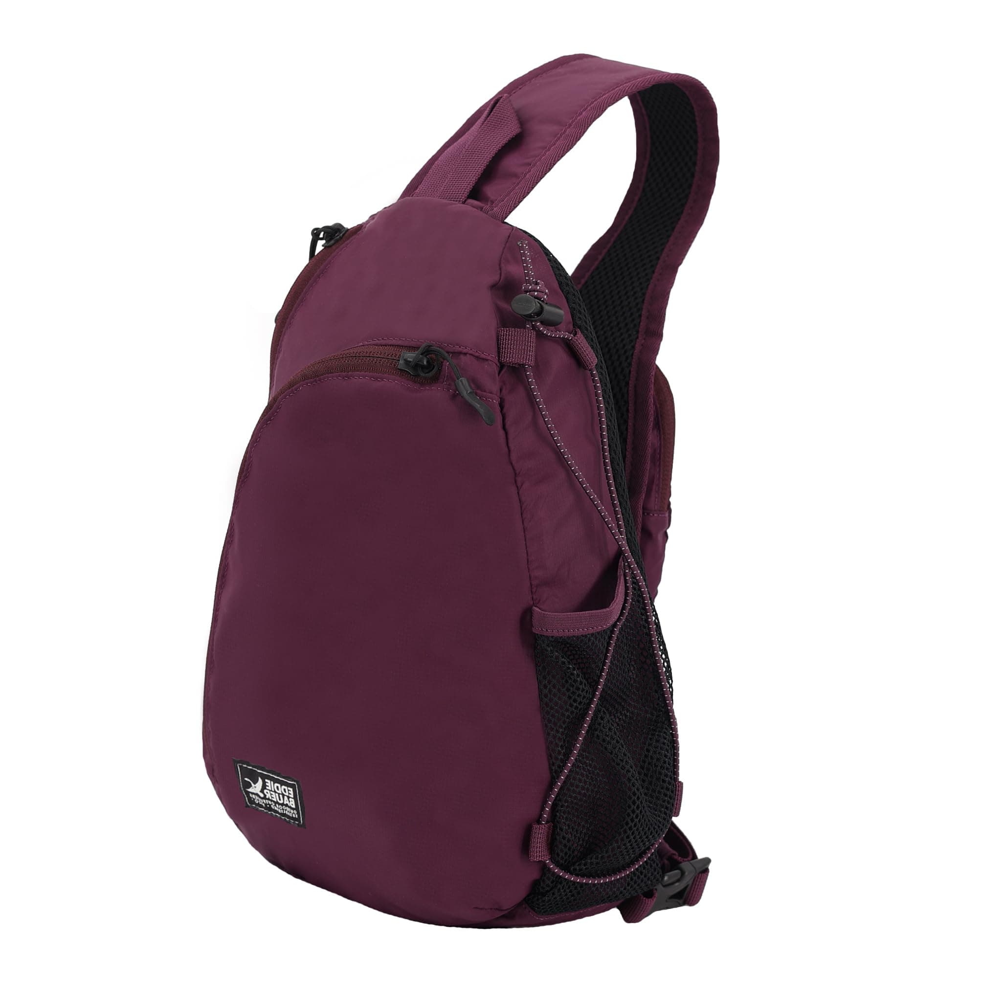 Ripstop 8L Shoulder Sling Pack with Padded Air-Mesh Adjustable Crossbody Strap for Right or Left Handed Fit - Dk Plum