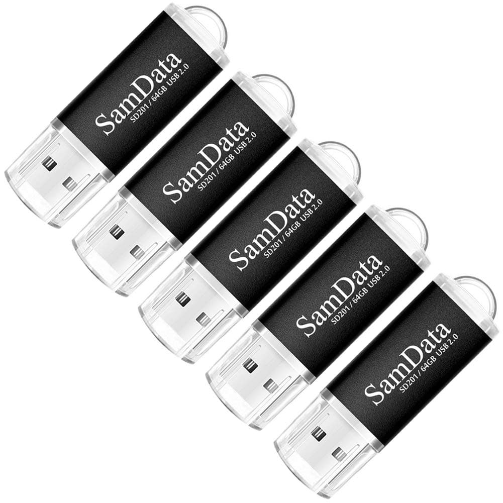 USB Flash Drives 64GB 5 Pack USB 2.0 Thumb Drives Memory Stick Data Storage Jump Drive Zip Drive Drive with Led Indicator (Black, 64GB-5Pack)