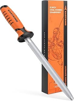 KastKing Ultimate Angler 8-inch Oval Honing Rod, High-carbon Steel Outdoor Knife Sharpener with No-slip Ergonomic EnduraGrip Handle for Fishing, Hunting, Camping - Portable & Durable