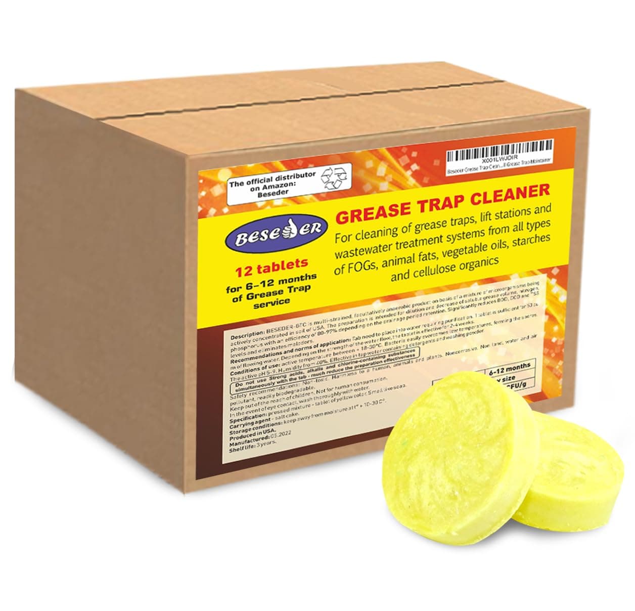 Grease Trap Cleaner Tablets For Decomposition, Treatment From Interceptor (In 1 Box 12 Tablets)
