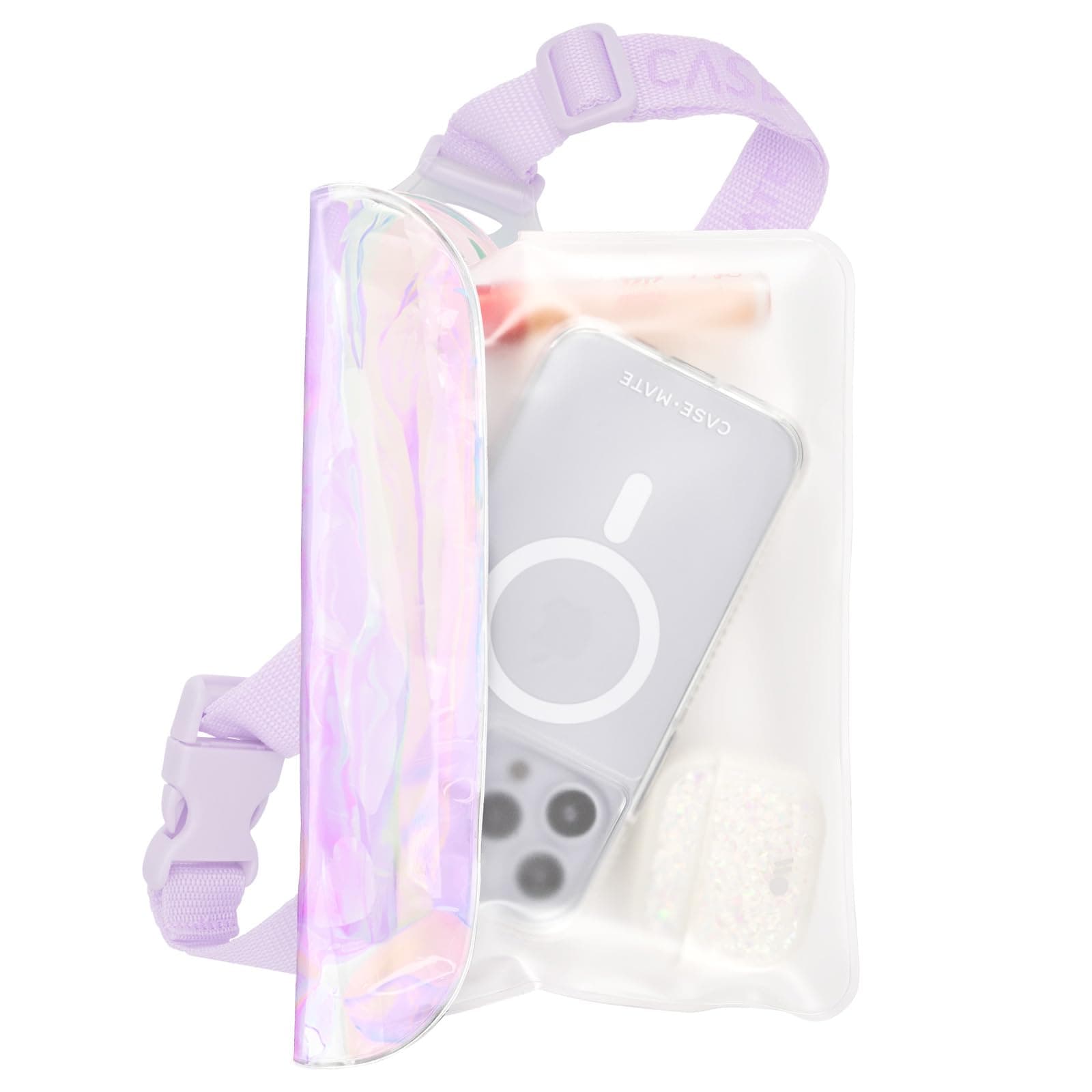 Case-Mate Soap Bubble IP68 Waterproof Phone Pouch/Case with Triple Seal Protection, Adjustable Strap - Waterproof Fanny Pack for iPhone 17 Pro Max/iPhone 16 Pro Max/15/14/S26/S25/Pixel 10 - Iridescent
