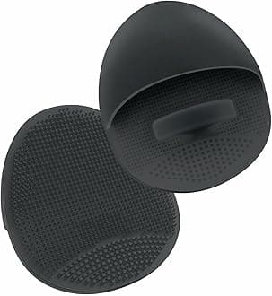 Manmihealth Soft Silicone Face Scrubber Exfoliator 2 Pack,Silicone Handheld Manual Facial Cleansing Brush, Face Washing Pad for Pore Cleansing Blackhead Removing Massaging (Black*2)