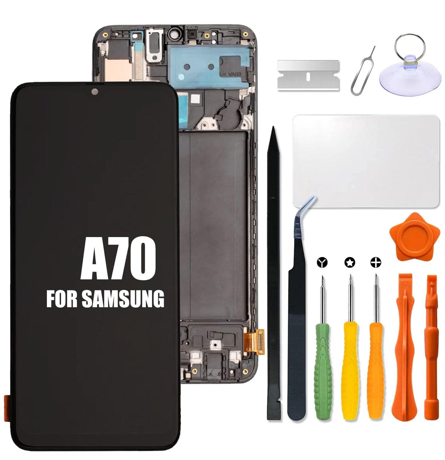 Replacement for Samsung Galaxy A70 LCD Screen with Frame INCELL for Samsung A705 A705F Touch Screen Digitizer Assembly A705FN SM-A705GM A7050 A705W A705U Internal LCD Display with Repair kit