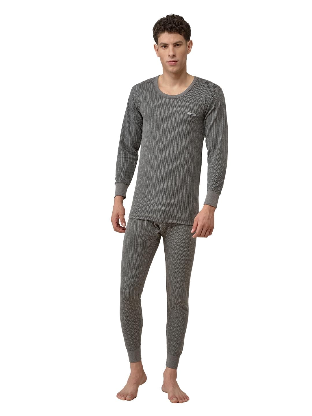 Lux Inferno Men's Thermal Set | Full Sleeve Round Neck Top & Bottom Winter Innerwear | Soft & Warm Cotton Fabric