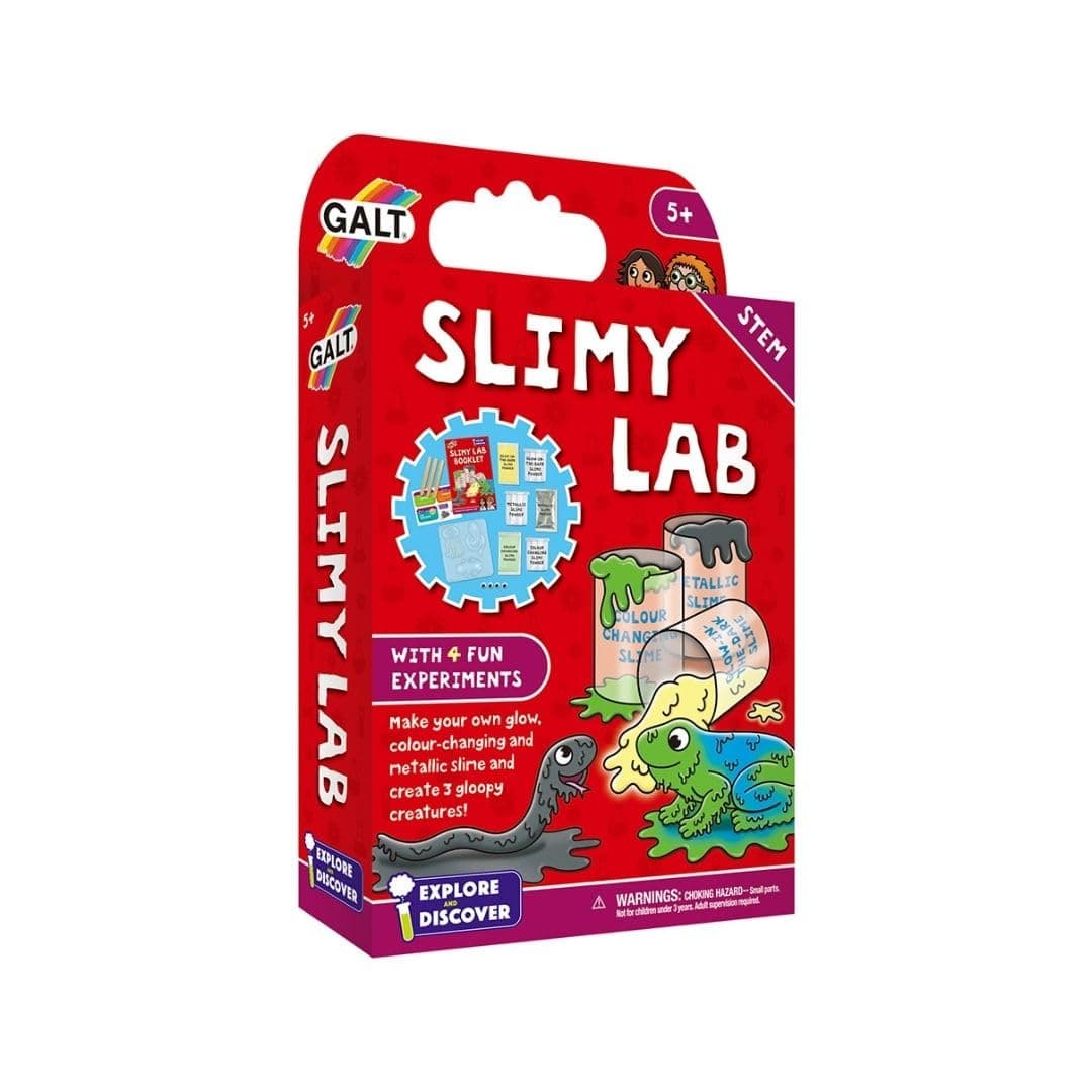 Galt Slimy Lab-Explore and Discover Science Slime Making Kit with 4 Fun Experiments from Glow in the Dark to Slime Creatures-Educational STEM Science Kit,Slime Kit for Boys and Girls Ages 5 Years Plus