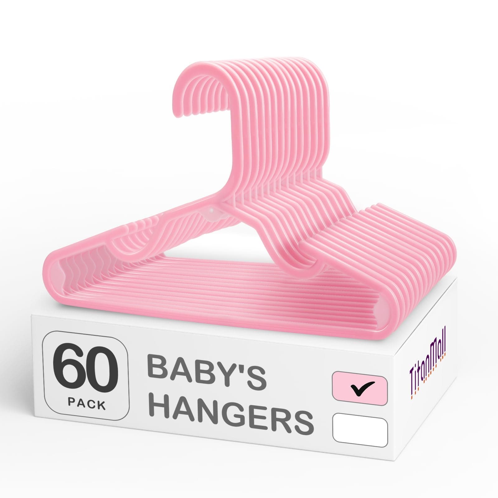 SMARTOR 60 Pack Baby Hangers - 11.7 Inch Plastic Baby Hangers for Closet - Childrens Hangers for Clothes & Infant Hangers for Closet - Closet Hangers for Daily Use - Pink