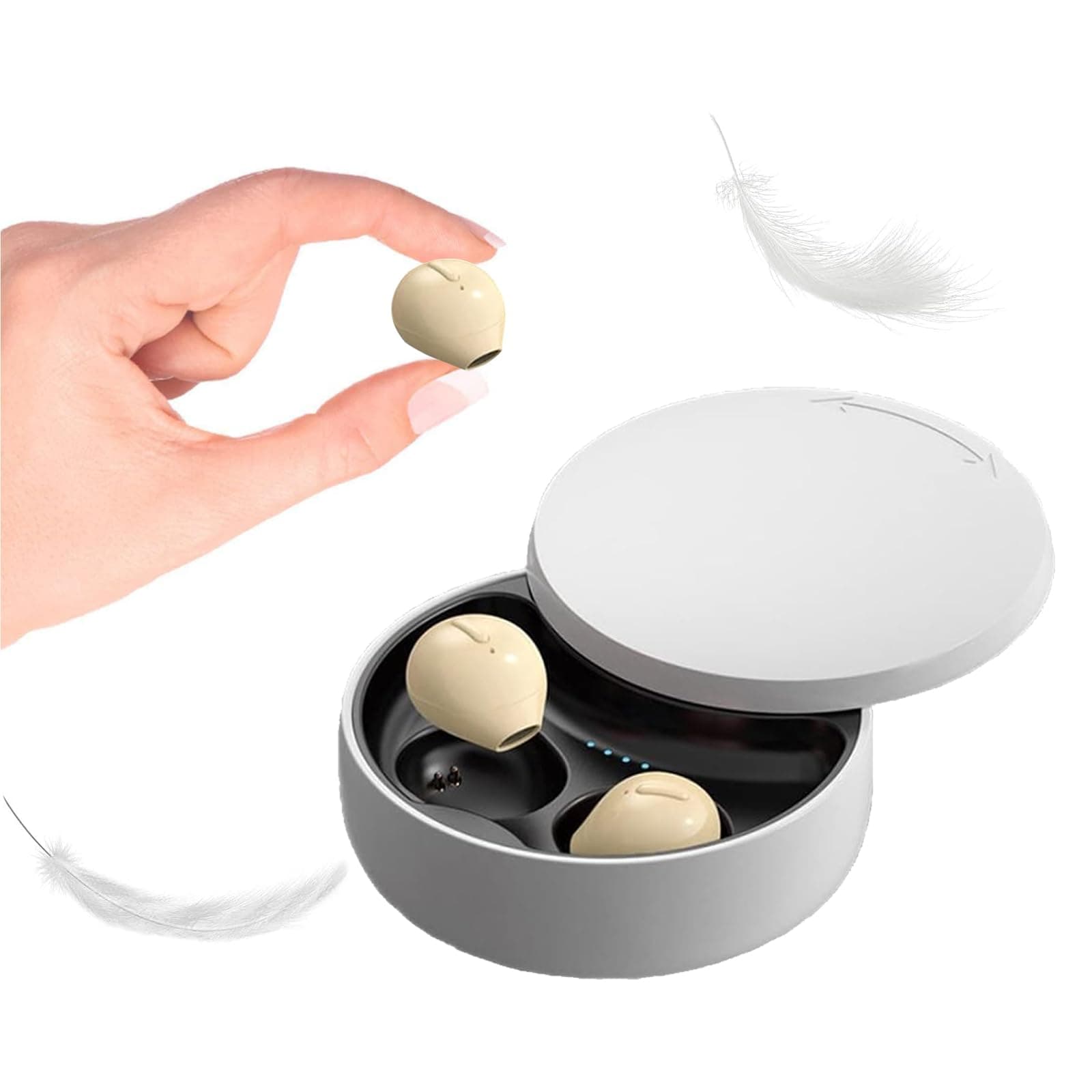 Loluka Invisible Earbuds Sleep Smallest Bluetooth Earbuds Mini Wireless Ear Buds Discreet Bluetooth Earpiece Tiny Hidden Small Ears Earbud for Work Headphones True Wireless Earpiece with Charging Case