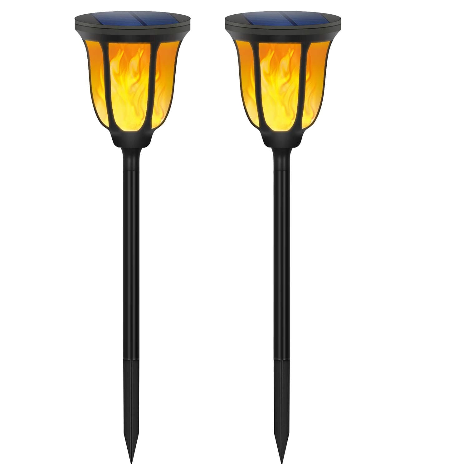 Gold Armour 2 Pack Solar Lights, Solar Torch Path Light - 96 Led Dusk to Dawn Tiki Torches Outdoor Waterproof Garden