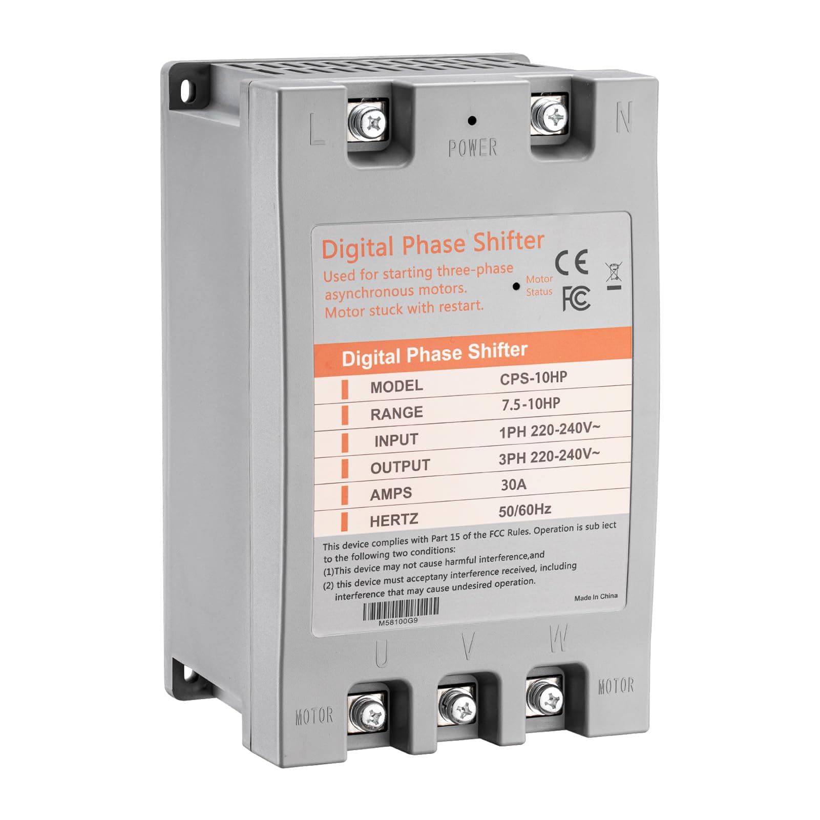 Single Phase to 3 Phase Converter,10HP 220V 3 Phase Converter,220V-240V Input/Output Digital Phase Shift for 10HP Motor