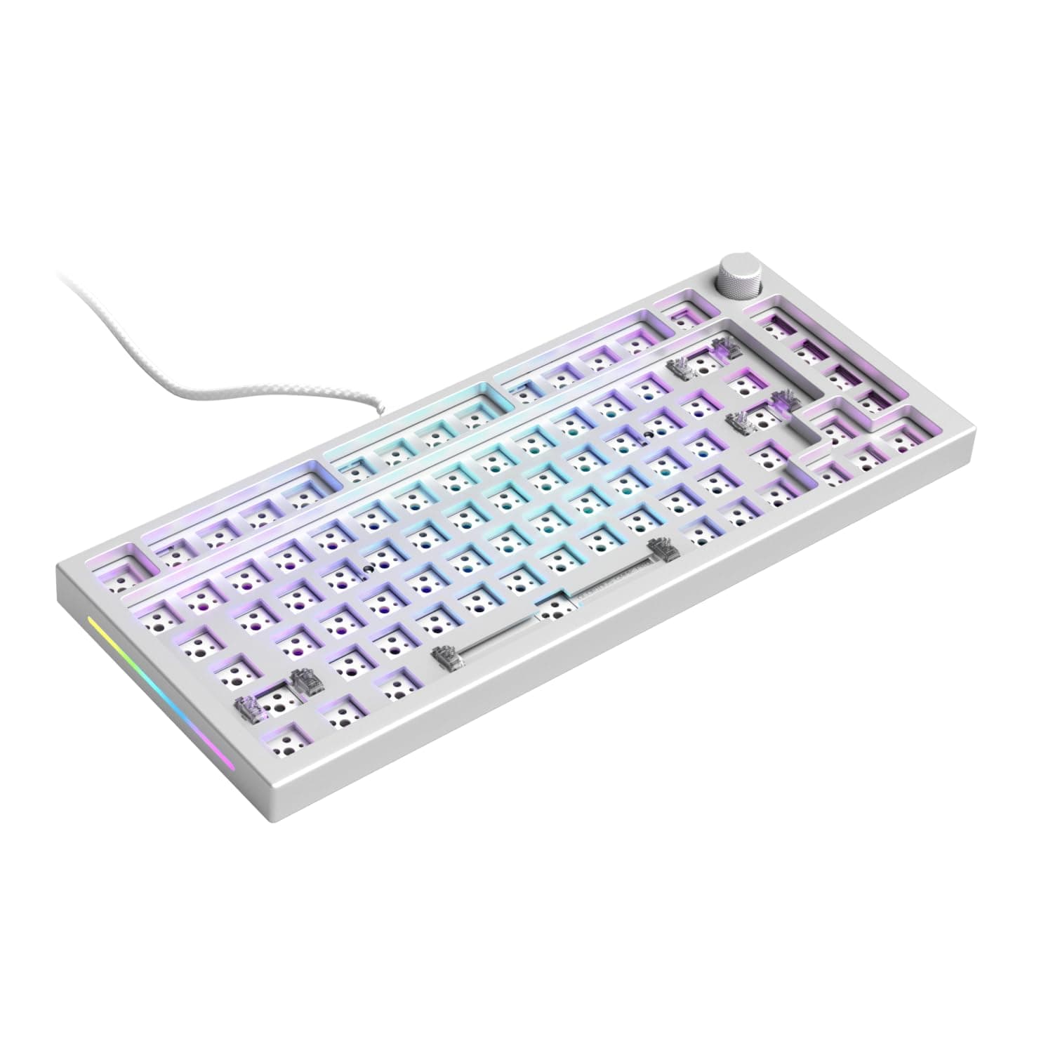 GLORIOUS Gaming GMMK PRO 75% Barebones White (Frame Only) - Modular Mechanical Gaming Keyboard, TKL Size (75%), 3.3lb Frame, RGB, Fully Customisable, 5-Pin Switch Support