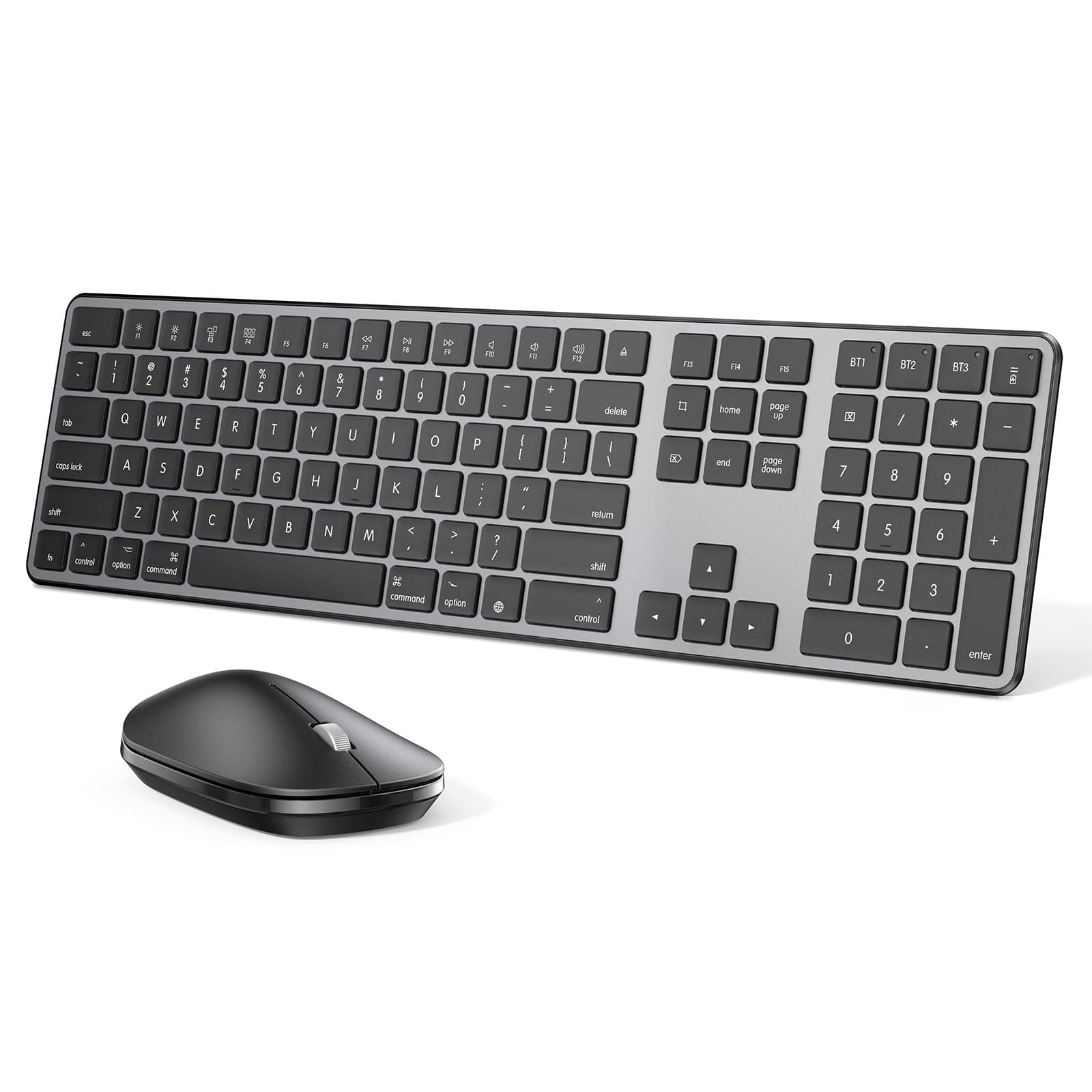 Bluetooth Keyboard and Mouse for Mac, OMOTON Wireless Multi-Device Keyboard with Numeric Keypad, Keyboard and Mouse Combo Compatible with MacBook Pro/Air, iMac, iMac Pro, Mac Mini, Mac Pro (BlackGrey)