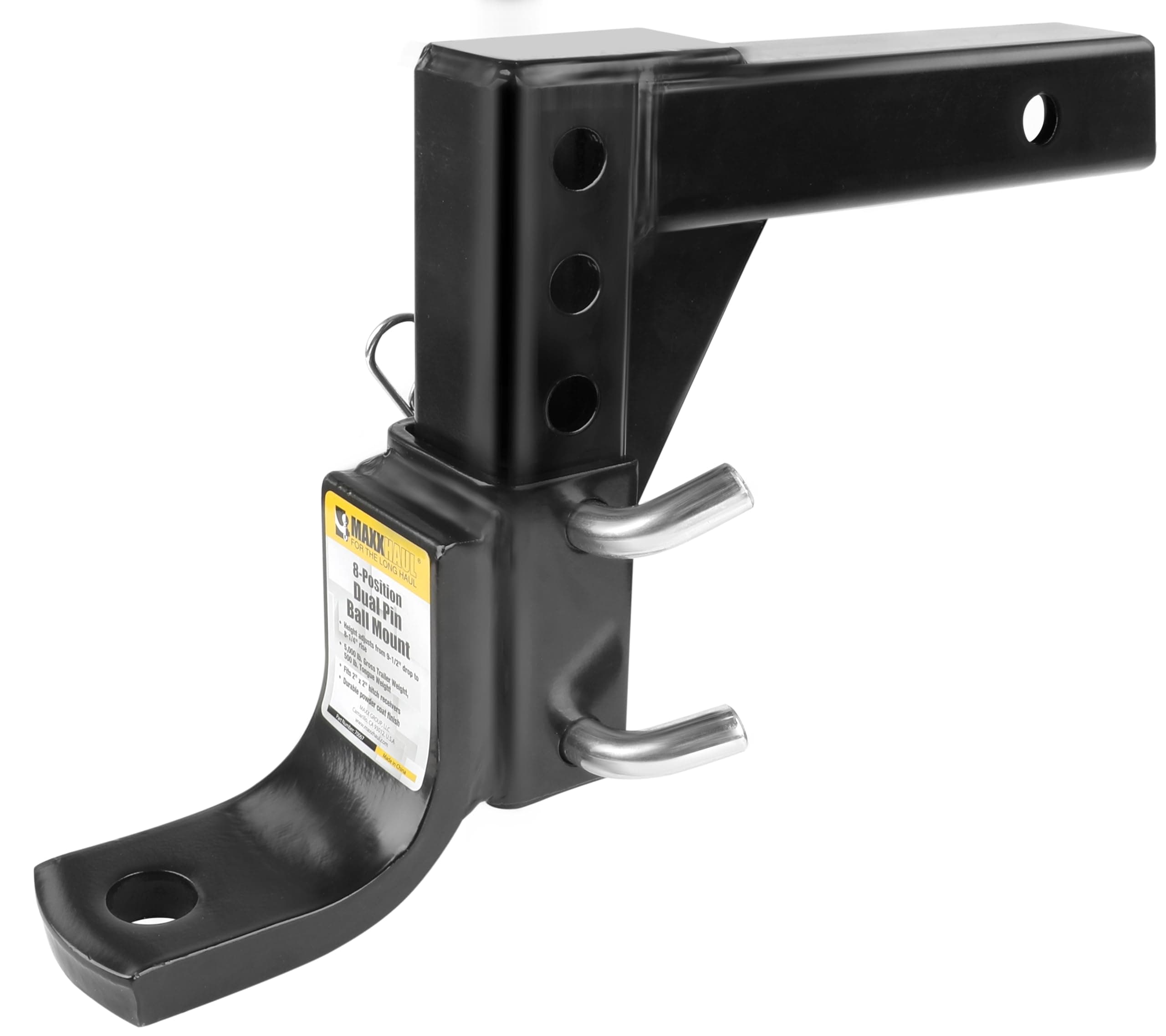 Maxxtow Towing Products 70067 8-Position Adjustable Ball Mount - 5000 lbs. GTW Capacity