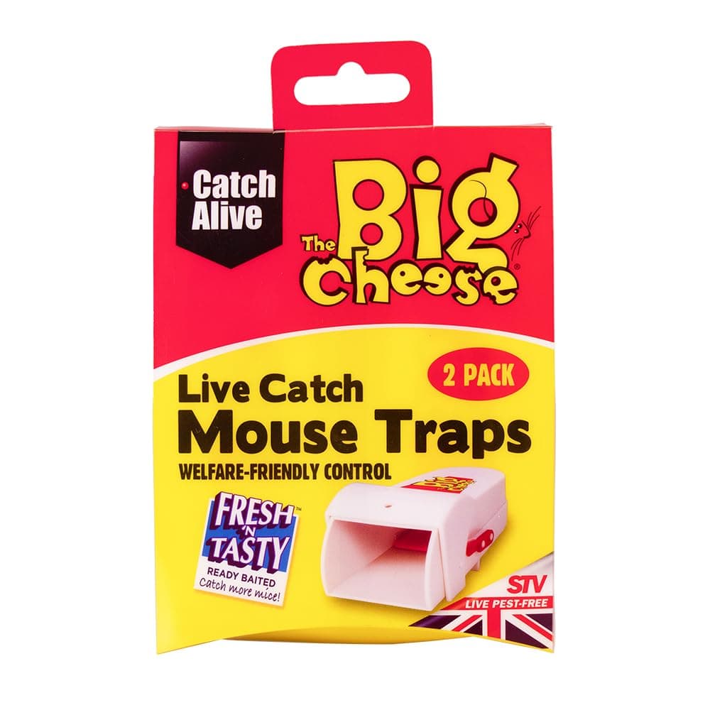 The Big Cheese Live Catch Mouse Trap, Humane, Baited and Ready-To-Use, Catch and Release, Easy Setting and Cleaning, Plastic, Indoor and Outdoor Use
