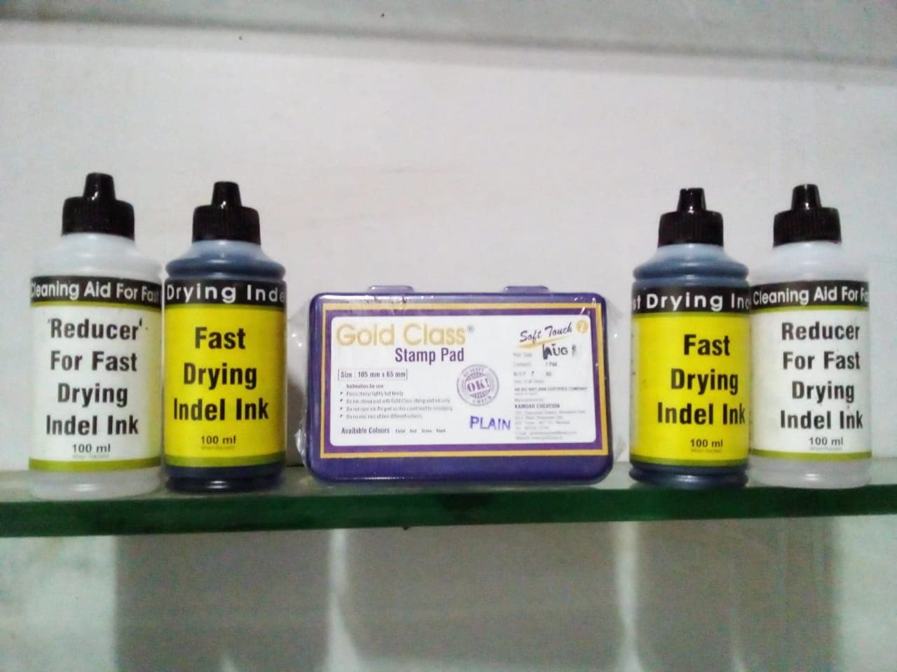 Gold Class Fast Drying/Anti Freeze/Batch Coding Ink Black with Thinner/Reducer (Pack of Ink & thinner Bottles). Professional Acrylic Ink 1-oz jar, Carbon Black with 1 PAD (100 ML Set 2)