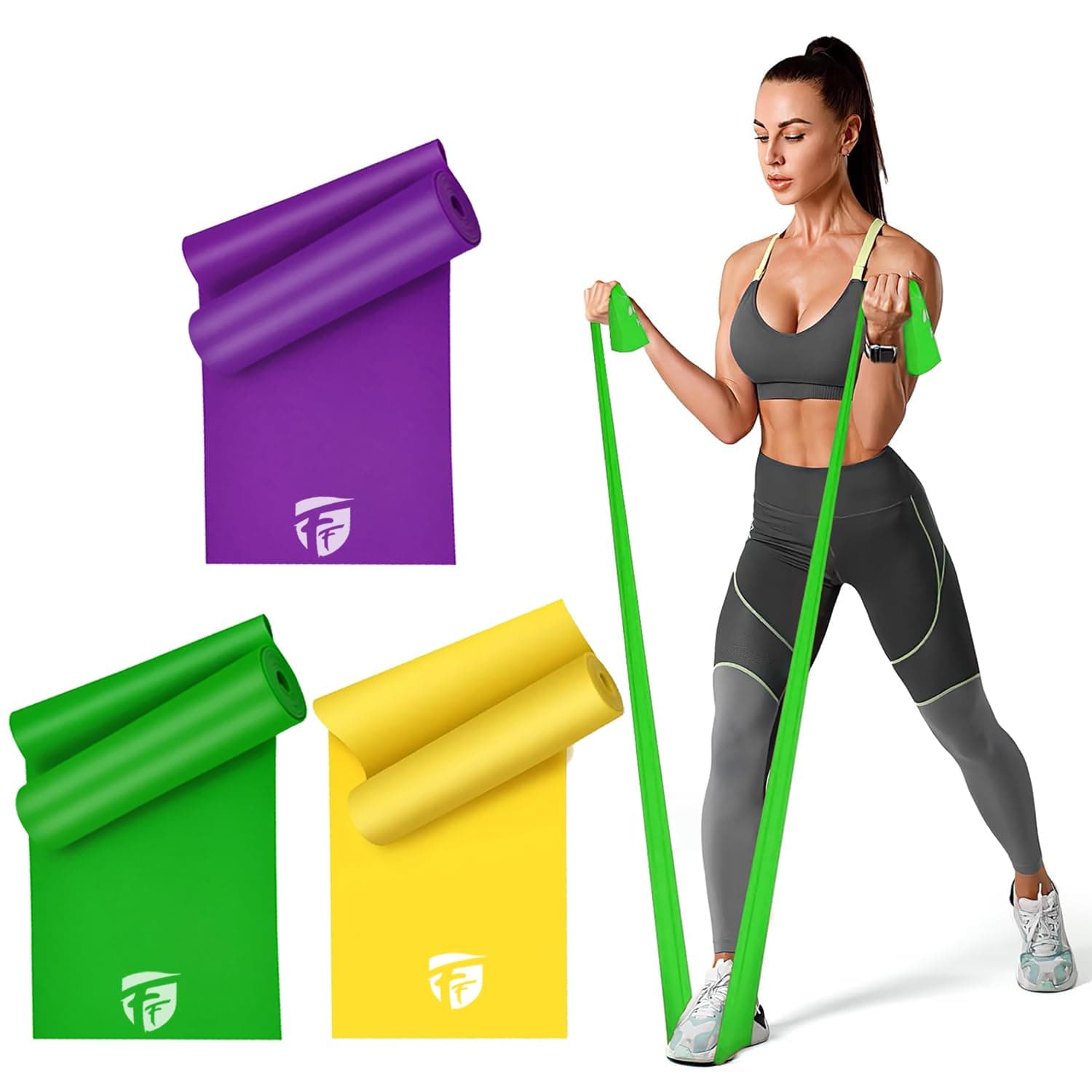 FirstFit Natural Rubber Best Resistance Elastic Exercise Workout Loop Band Set for Booty, Glute, Leg and Thigh Exercising (1.5 Meter Each) - Set of 3