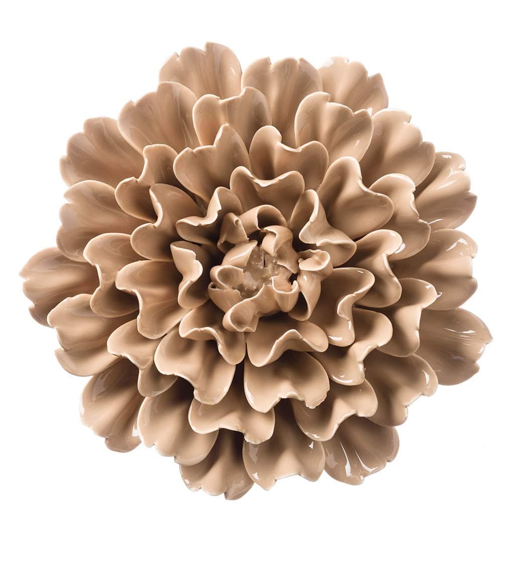 Ceramic Wall Flowers - 8 Dia. Taupe