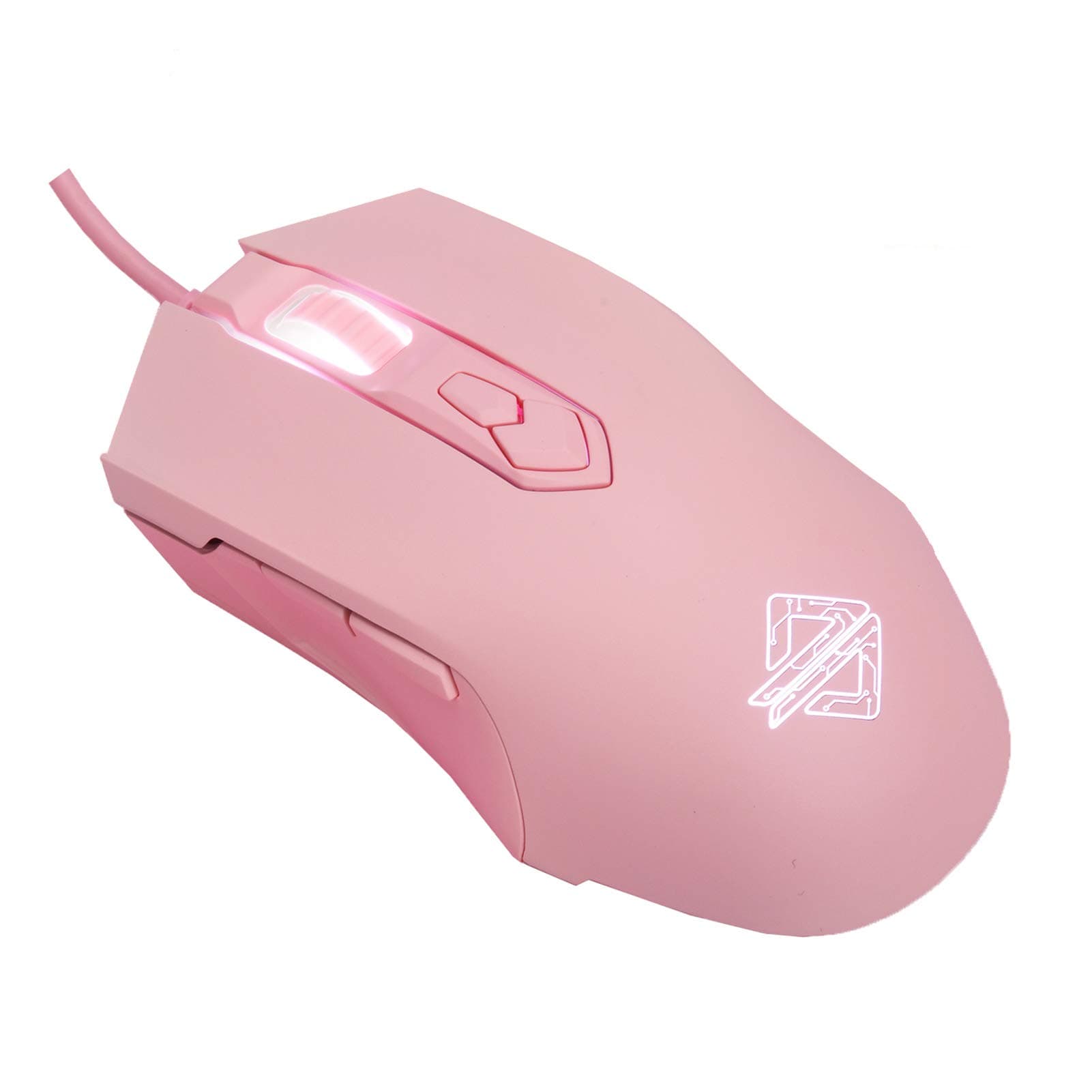 Lomiluskr AJ52 RGB Wired Gaming Mouse, 7 Programmable Buttons, Computer Mice with RGB Lighting, 200-4800 DPI Adjustable, for PC/Laptop (Pink)