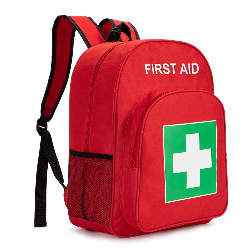 Red Emergency Bag First Aid Backpack Empty Medical Treatment First Responder Trauma Bags for Camping Cycling Hiking Daycare Outdoors (Red)