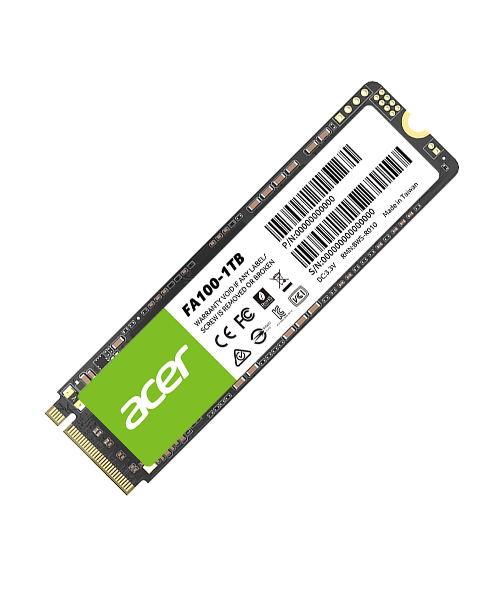 Acer FA100 M.2 SSD 1TB PCIe GEN 3 x 4 NVMe 1.4 Interface Internal Solid State Drives with 3D TLC NAND Technology - BL.9BWWA.120