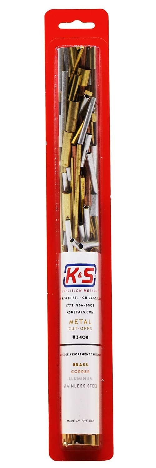 K&S Precision Metals Bundle O'Metal 3408 – Assorted Brass, Copper & Aluminum Cutoffs for DIY Crafts, Jewelry, Modeling, Home Décor, Made in USA