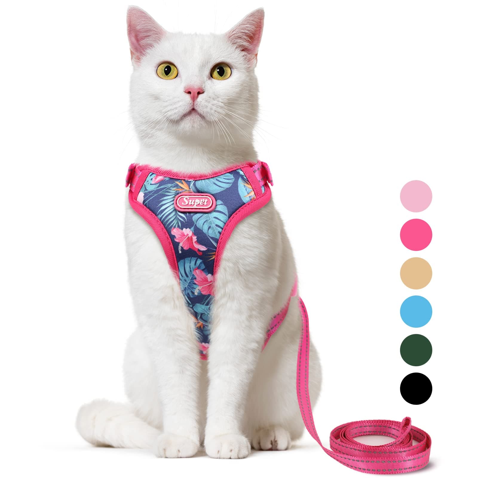 Supet Cat Harness and Leash Escape Proof for Walking, Adjustable Cat Vest Harness and Leash Set for Large and Small Kittens Dogs
