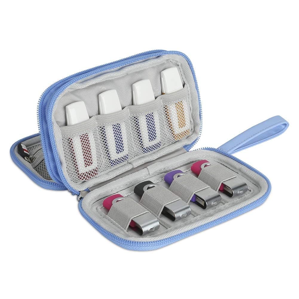 BUBM Hallart USB Flash Drive Case, Portable Waterproof Electronic Accessories Bag for USB Flash Drives, SD Cards,Earphone and Other Small Accessories 16 x 9 x 4.5cm,Blue