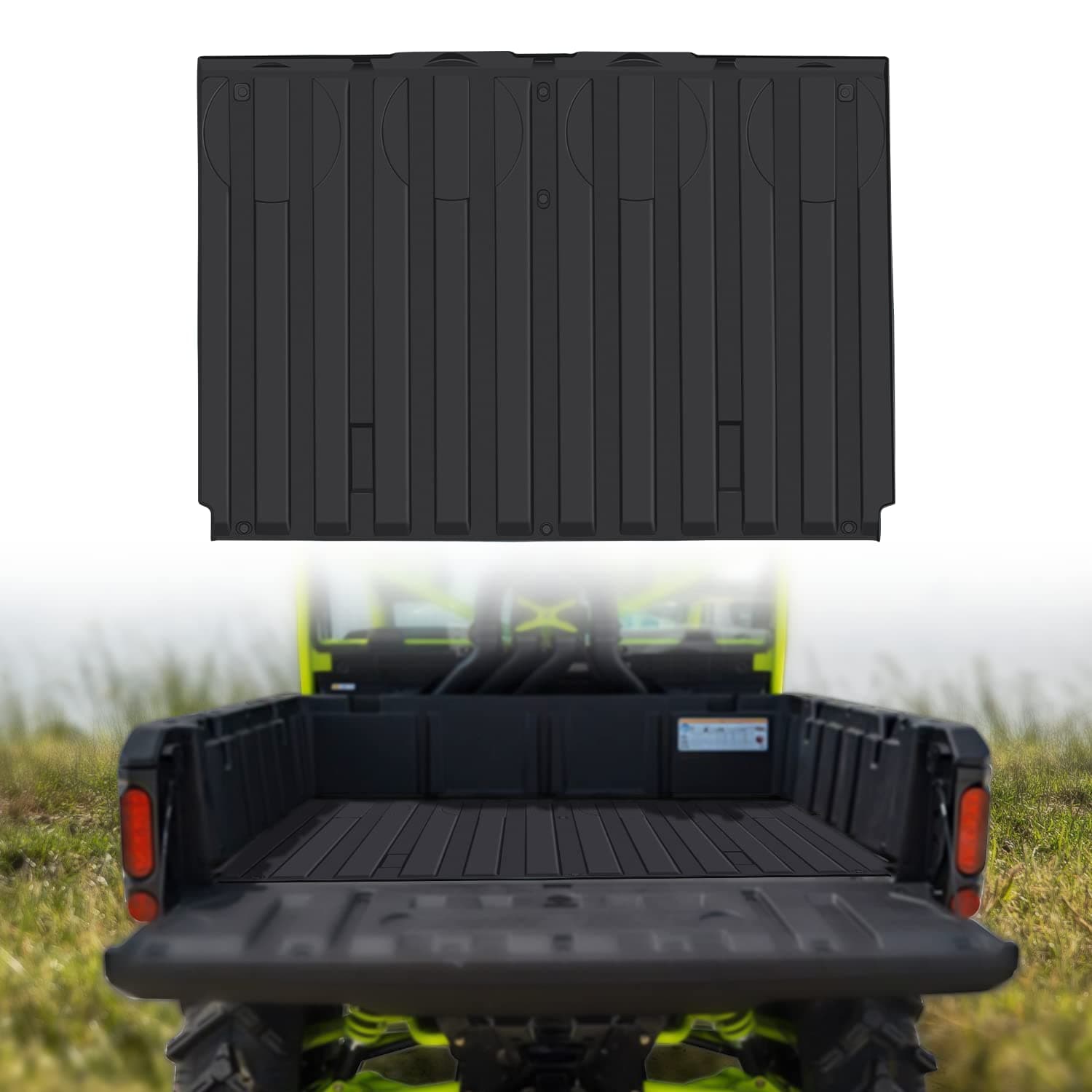 CUSAUTVUTV Rear Bed Mat for Defender, TPE Rubber Bed Liner All Weather Protect Cargo Mat Compatible with Can-Am Defender HD5/HD8/HD10/MAX Accessories 2016-2023 Easy to Clean Slush Liner