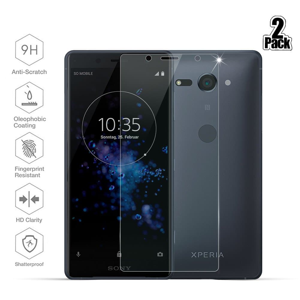 BEYEAH [Pack of 2] Sony Xperia XZ2 Compact Screen Protector, Accessories with [2.5D / Tempered Glass] [Crystal Clear] [Easy-Install]