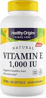 – Vitamin E 1,000 IU Softgels (Natural) Mixed Tocopherols - Vitamin E Capsules Supplement - Gluten-Free & Non-GMO Skin, Hair & Nails Vitamin - 120 Softgels