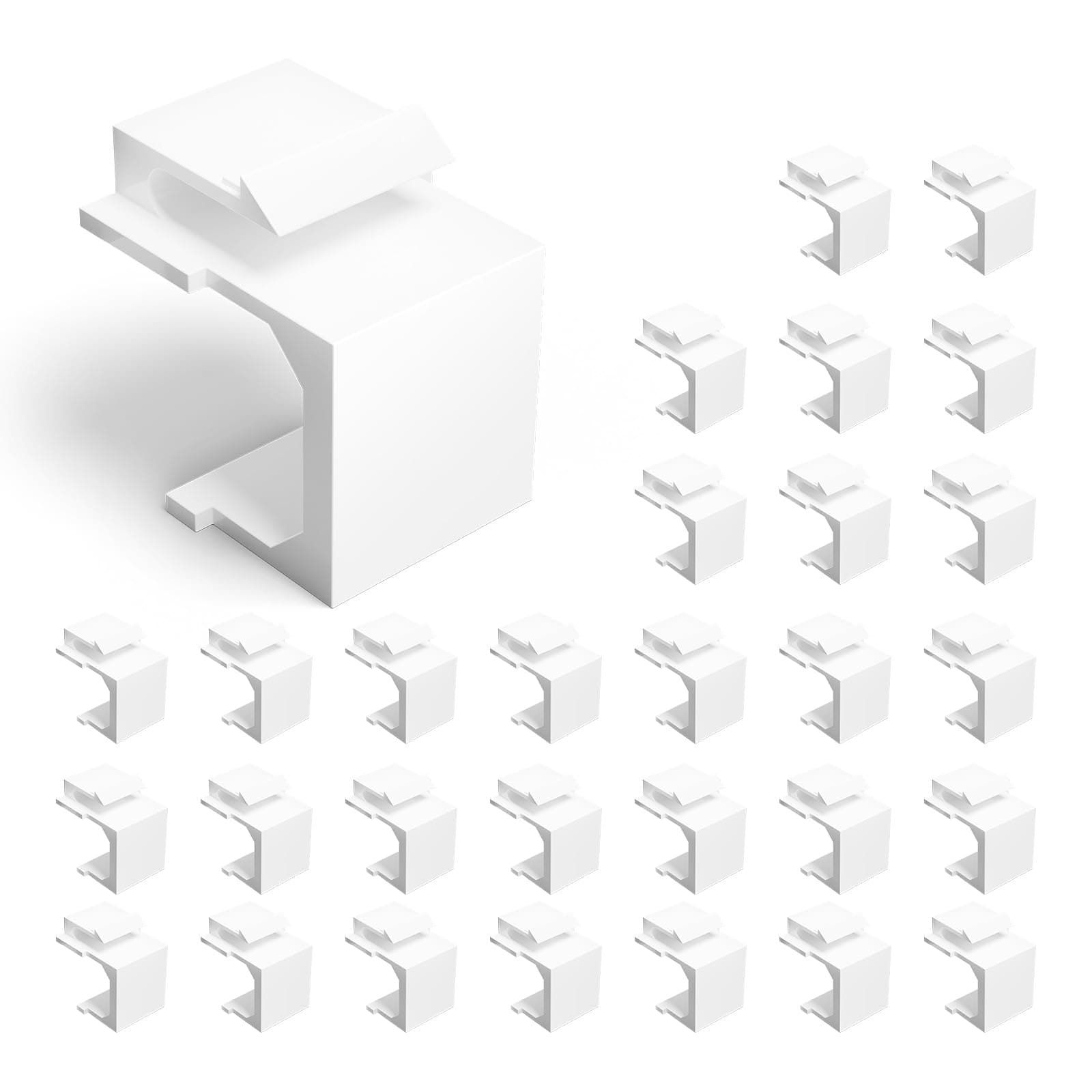 VCE 30-Pack Blank Keystone Jack Inserts for Keystone Wall Plate and Patch Panel - White