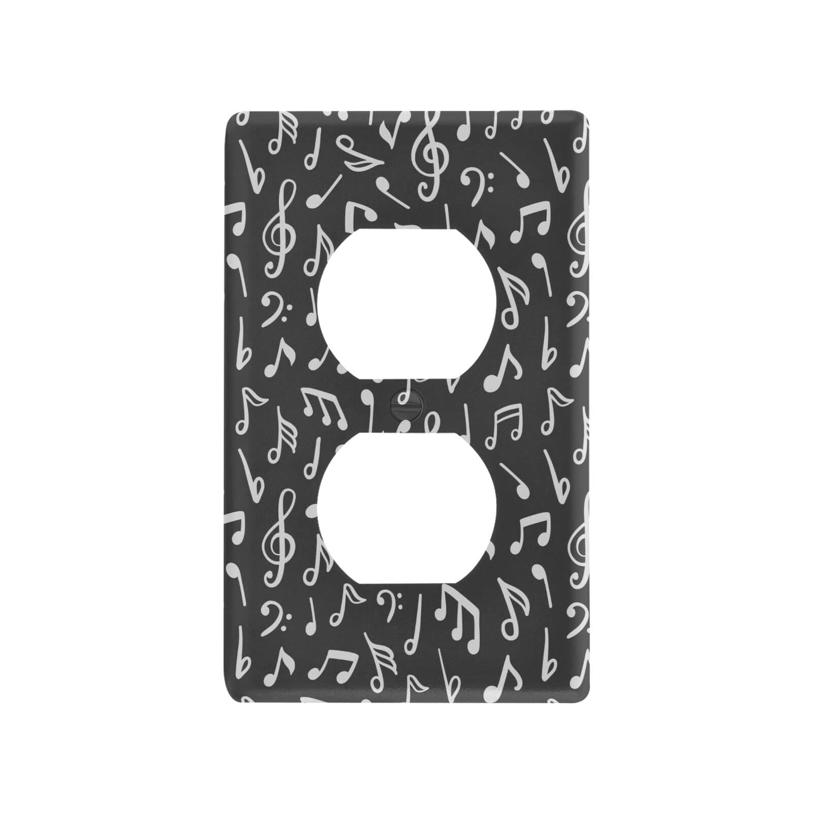 Doodle Chalk Music Notes Light Switch Cover Decorative Receptacle Outlet Wall Plate Guard Plastic Outlet Covers for Home Decor Room Office Bathroom (Duplex Outlets Cover)