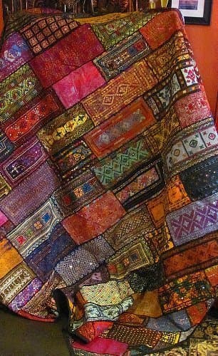 King Size Embroidered  Patchwork Antique Kuchi Tapestry Bedspread & Pillow Cover Sets