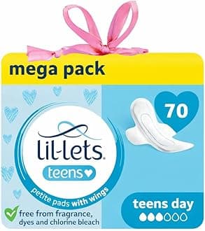 Teens Day Pads X 70, Petite Towels For Girls & Teenagers, With Wings, For Light to Medium Flow, Unscented, Soft & Breathable, First Period Sanitary Towels, 5 Packs of 14 Pads - Bulk Pack