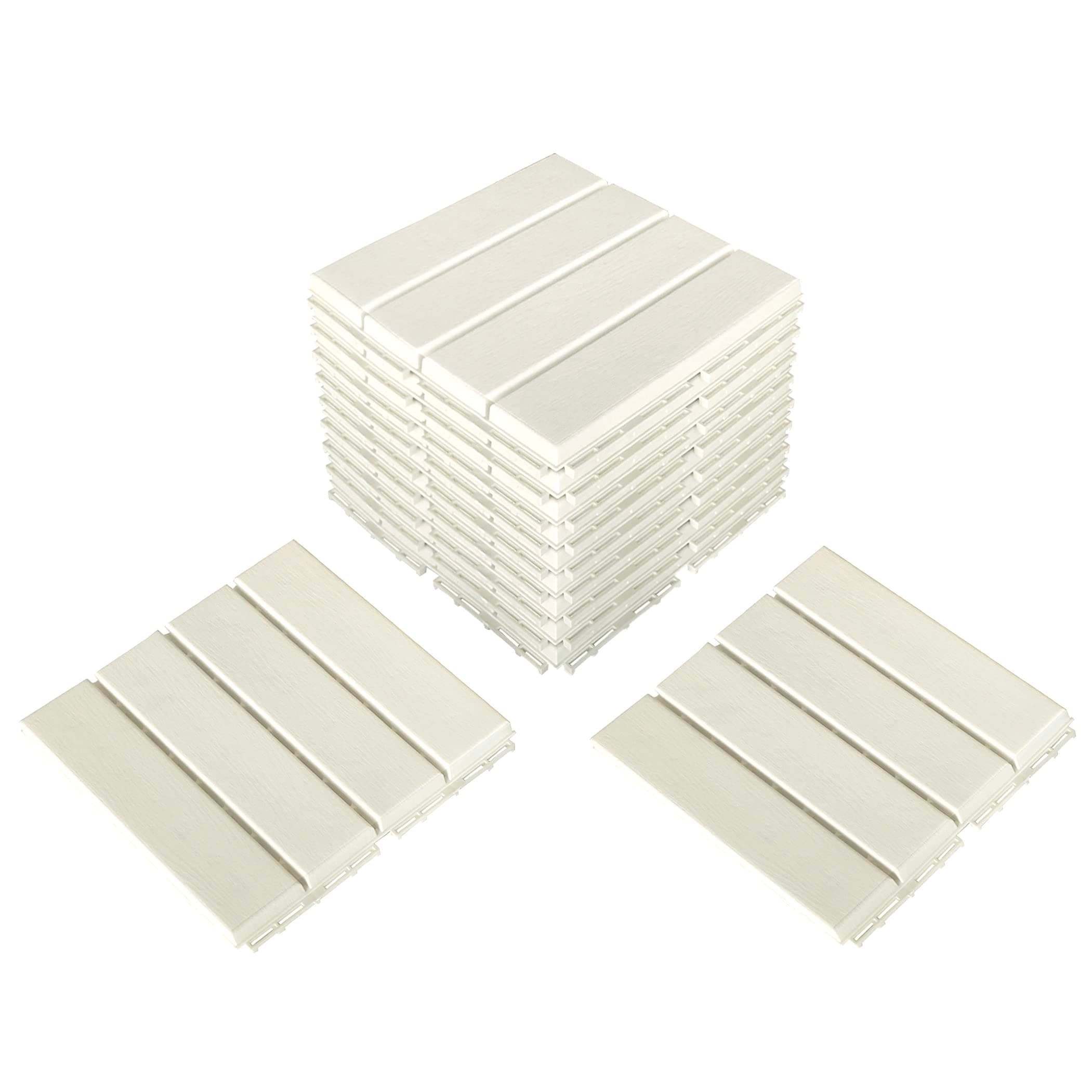 PlantexTiles for Floor-Interlocking Heavy Plastic Tiles/Garden Tile/Quick Flooring Solution for Indoor/Outdoor Deck Tile-Pack of 12 (Off - White)