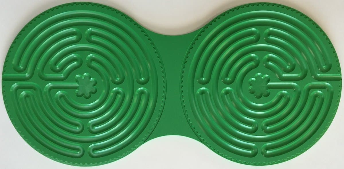 25" x 13" x 1/2" Green Plastic Chartres Double Finger Labyrinth for Meditation & Prayer