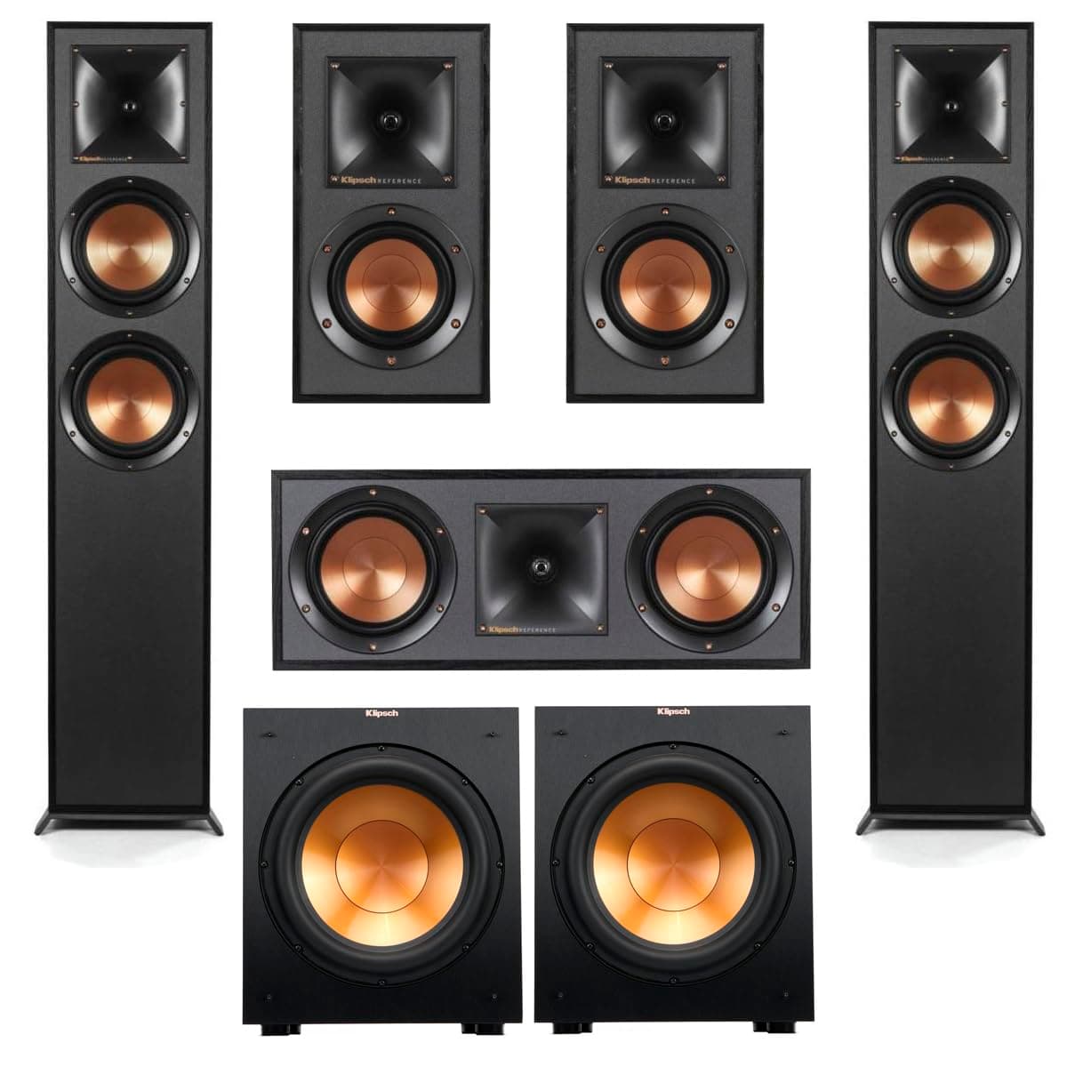 Reference 5.2 Dolby Atmos Home Theater System with R-625FA Floorstanding Speakers, R-52C Center, R-41M Surrounds & 2X R-12SW 12" Powered Subwoofer, Black (Speaker System + 2X Subwoofers)
