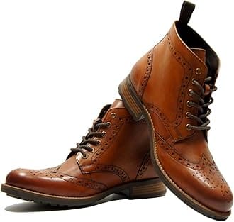 Hx London LEATHER BROGUE LACE-UP BOOT FOR MEN