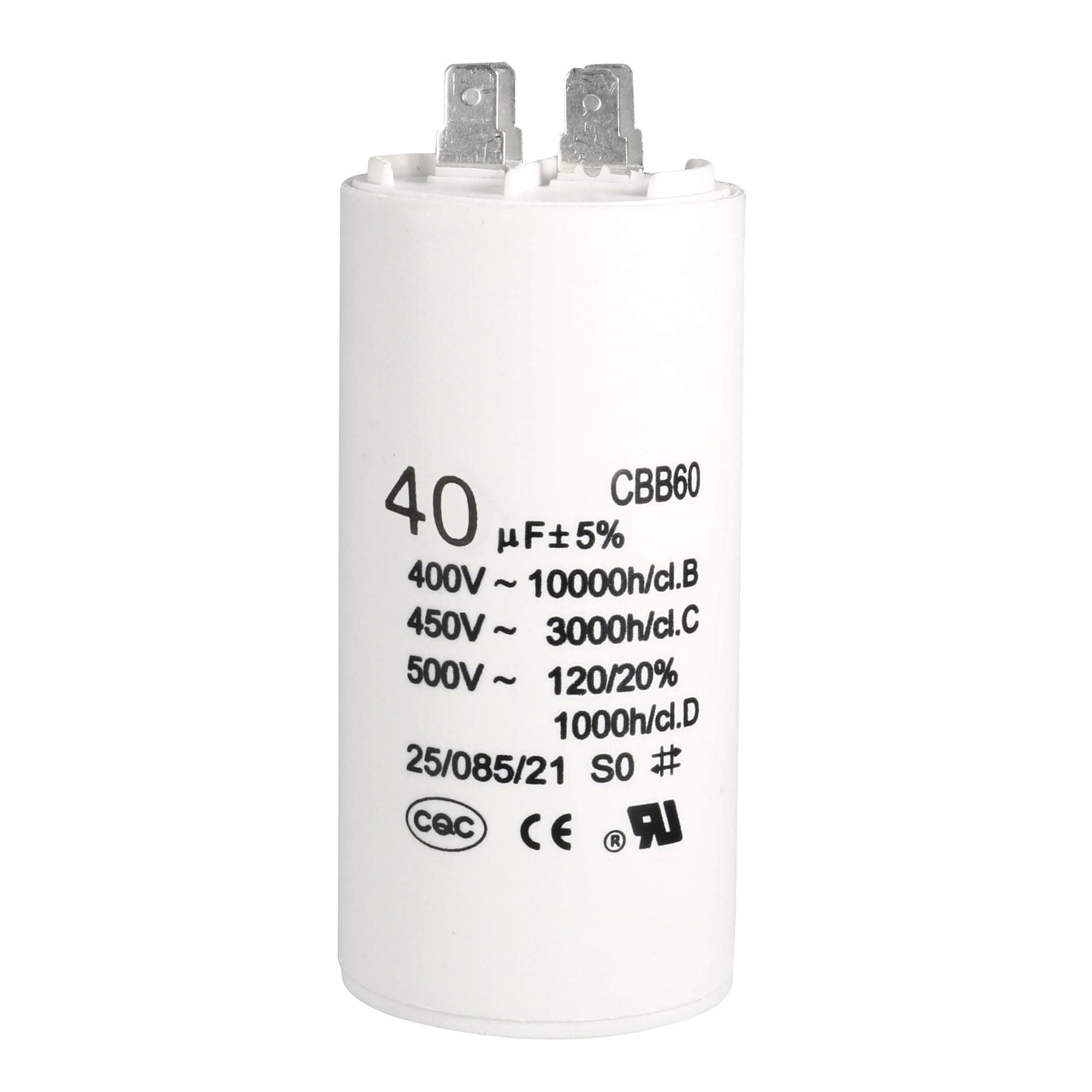 uxcell CBB60 Run Capacitor 40uF 450V AC Double Insert 50/60Hz Cylinder 94x49mm White for Air Compressor Water Pump Motor