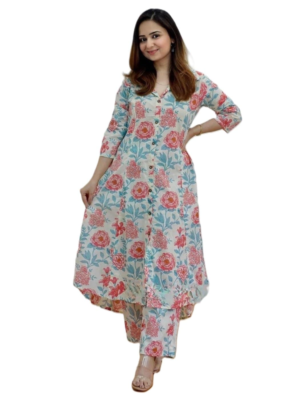 Women Kurta set, PINK, M