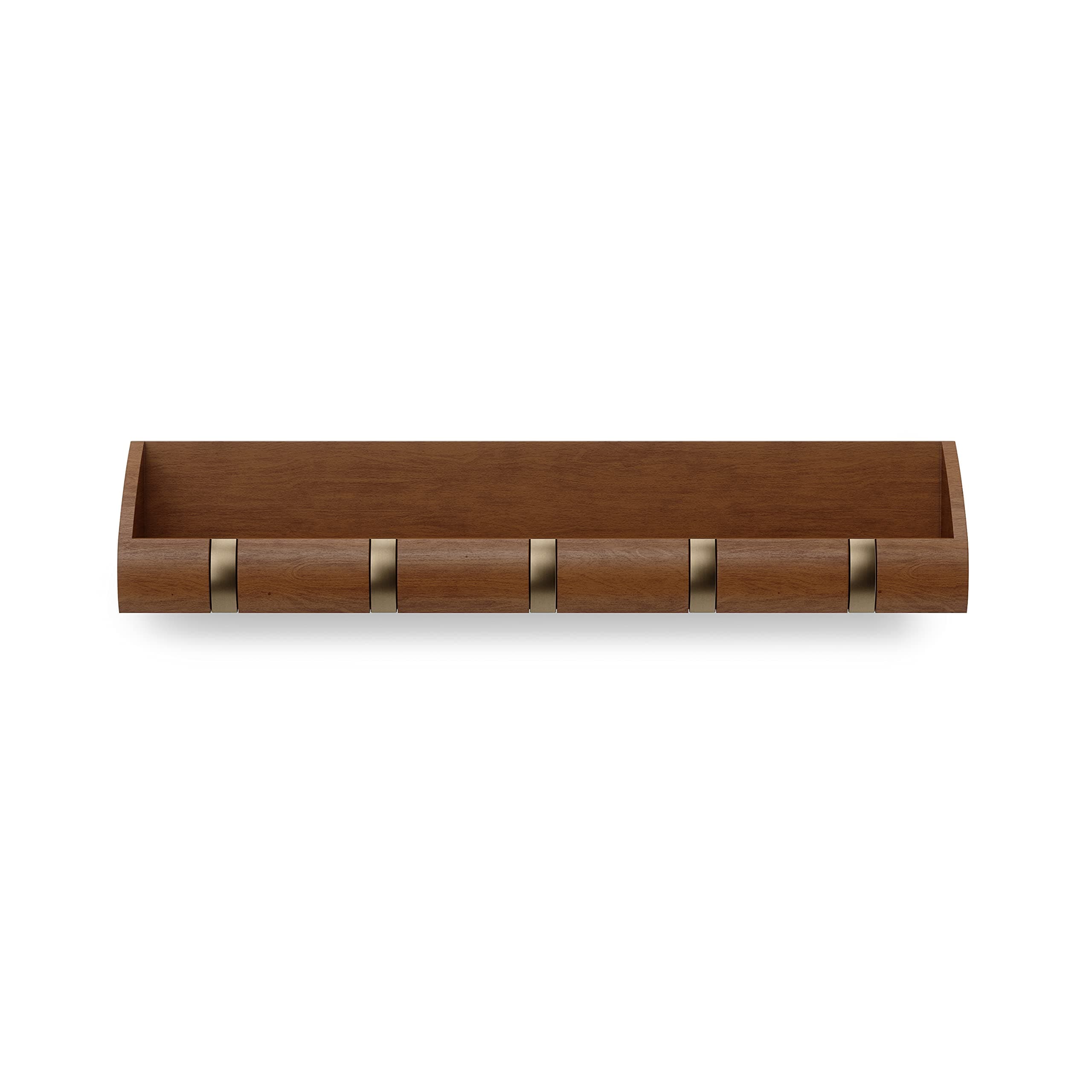 Umbra Cubby Entryway Organizer, Light Walnut/Warm Gold