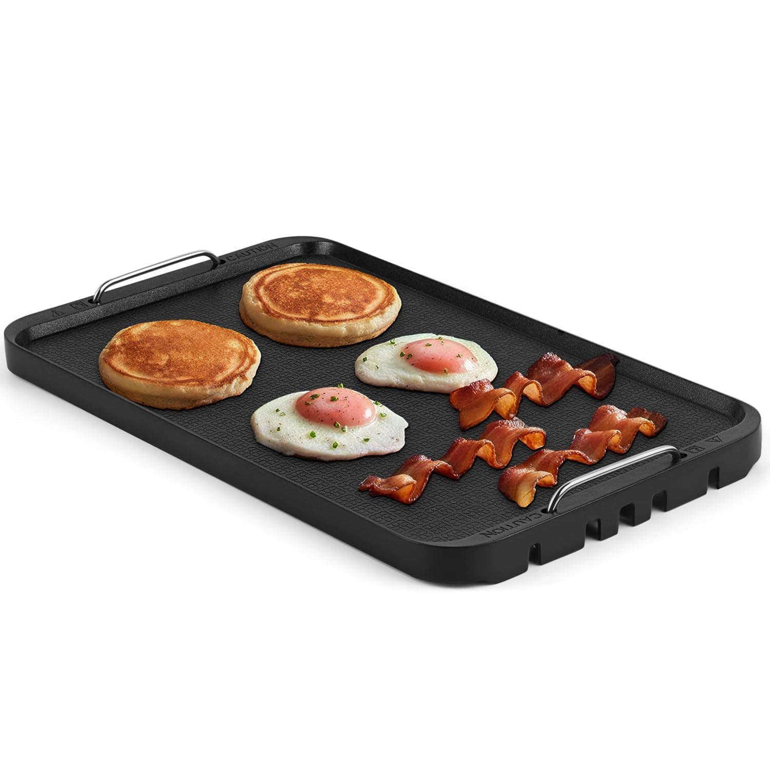 Cusimax Stove Top Griddle, Non-Stick Pancake Griddle, Flat Top Grill for Gas Stove/Charcoal Grills/Smokeless Grills/Outdoor Grill or Campfire, Aluminum, Dishwasher Safe, 14.96" x 8.66"