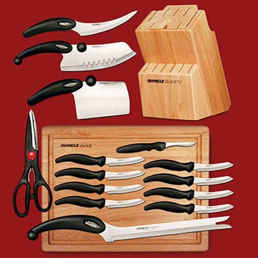 Miracle Blade III World Class 17-Piece Knife Set with Cutting Board and Knife Block